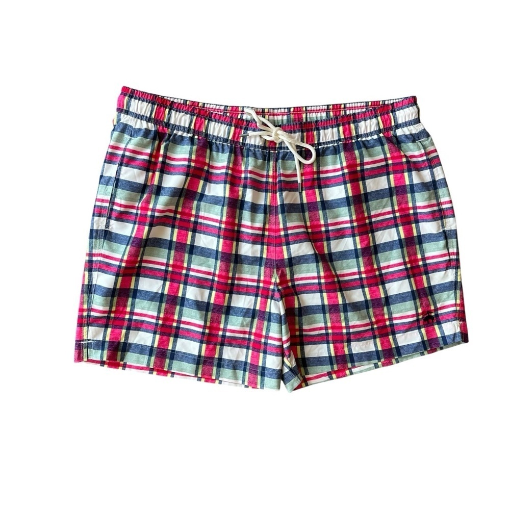 NEW Brooks Brother's Mens XL Plaid Drawstring Swimming Lined Preppy Short Trunks